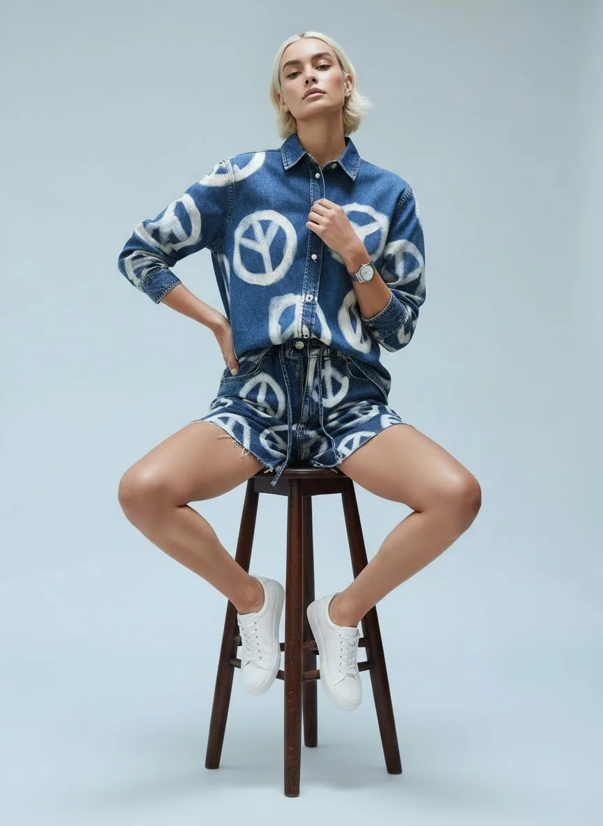 AI-generated fashion model close-up detail pose - accurate garment reproduction