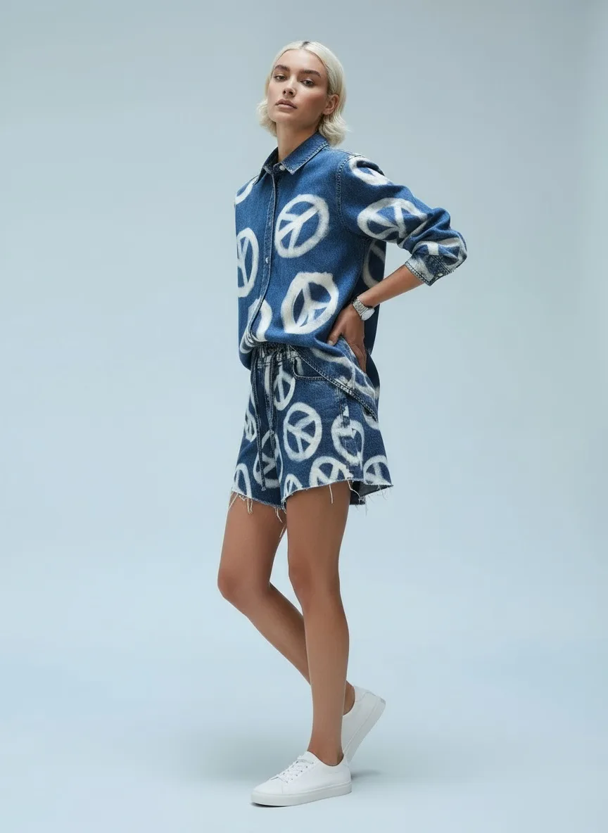 AI-generated fashion model side profile pose - accurate garment reproduction