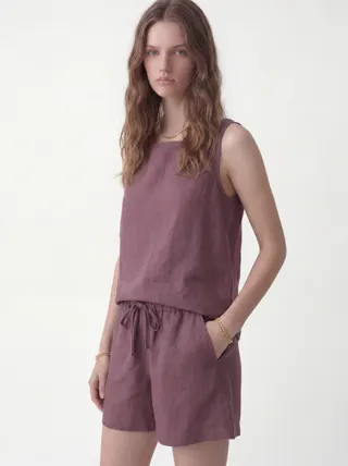 Linen Set in Plum, alternate angle 2