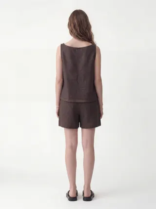 Linen Set in Chocolate, alternate angle 3