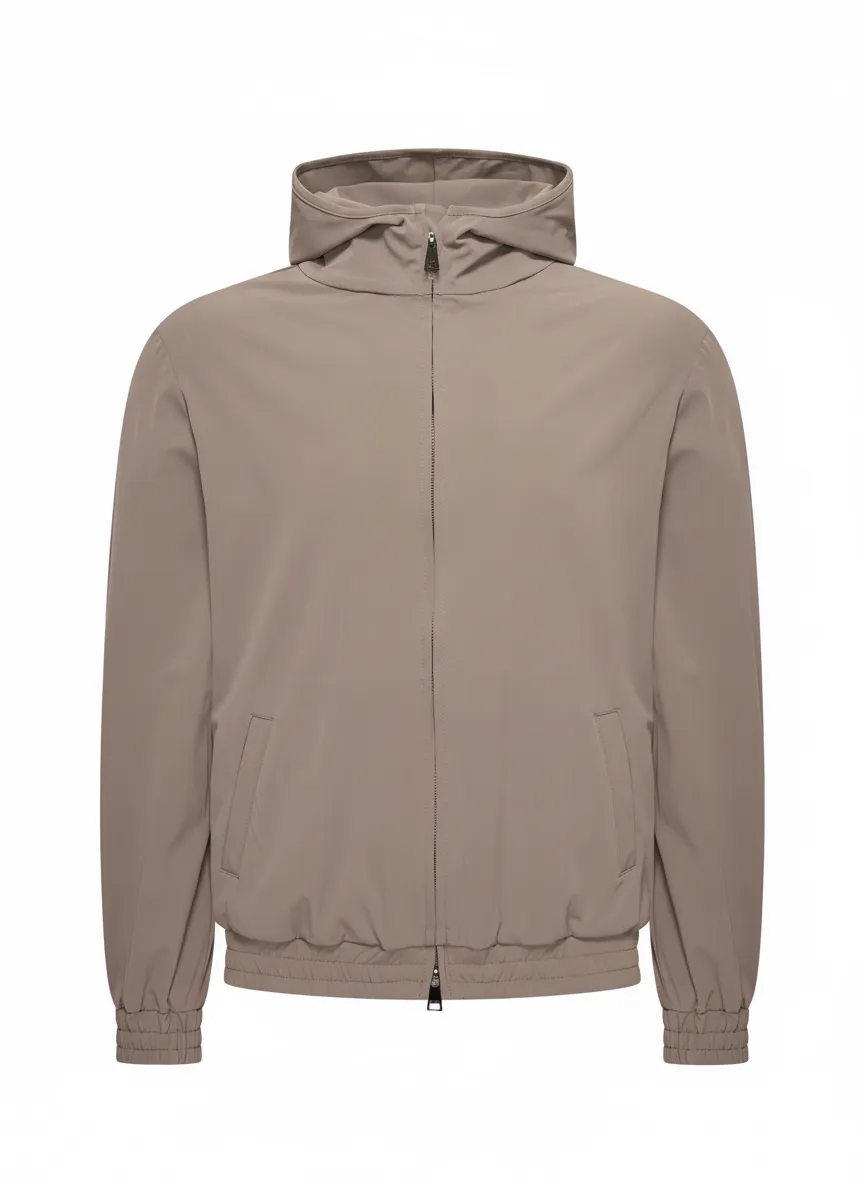 Beige windbreaker flat lay — front view